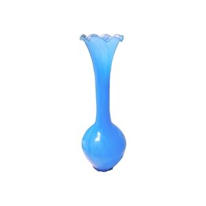 Vintage Blue Art Glass Bud Vase - Home Accents